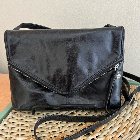HOBO Handbags - “HOBO”, Elegant Black Leather Crossbody Bag